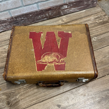 Vintage 1920s-1940s Wisconsin Badgers Madison Decal on Suitcase