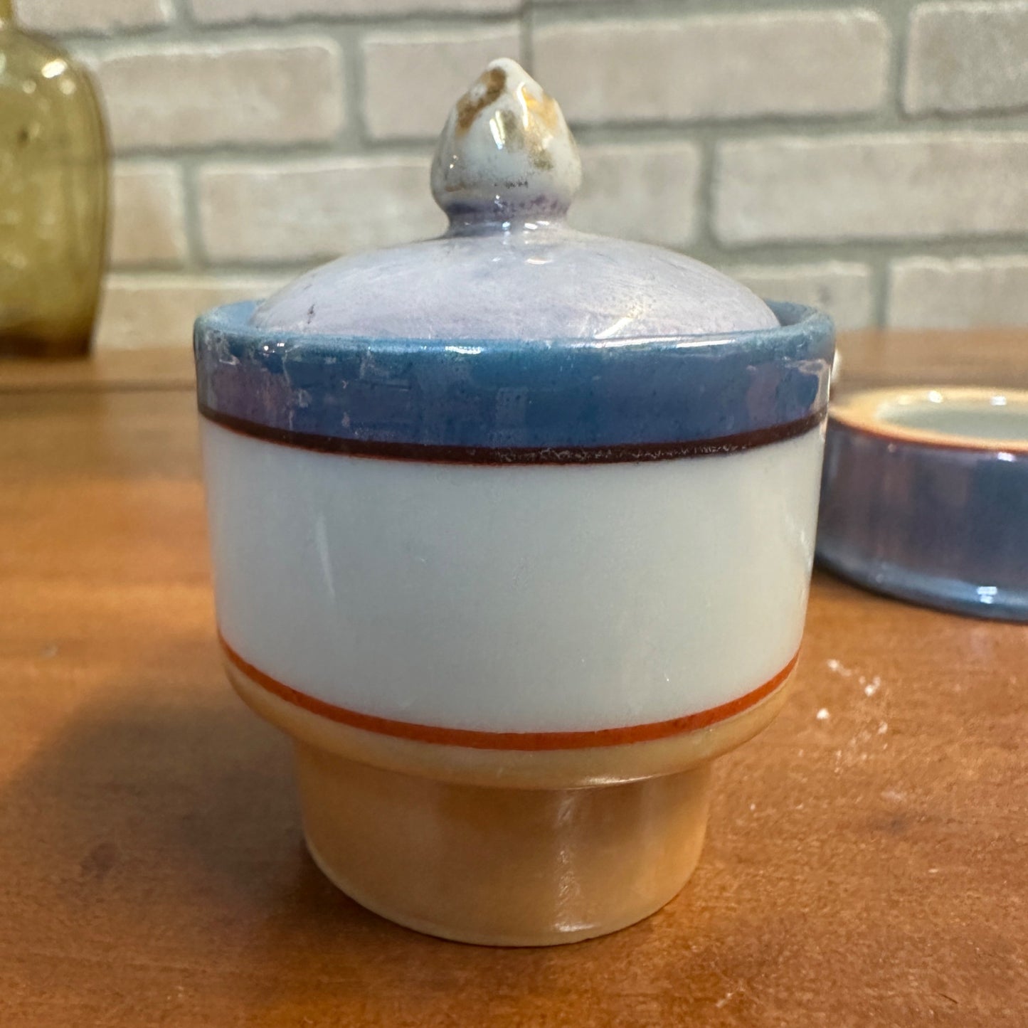 Vintage 1930s Takito Japan Lusterware Salt & Pepper & Mustard Set Floral