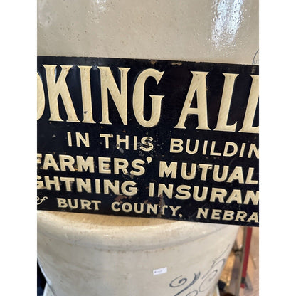 Vintage 1920s Farmers Mutual Fire & Lightning Insurance Co. Advertising Tin Sign