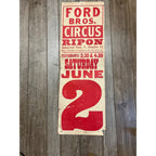 Vintage Ford Bros Circus Broadside Paper Poster Sign Promo Wisconsin
