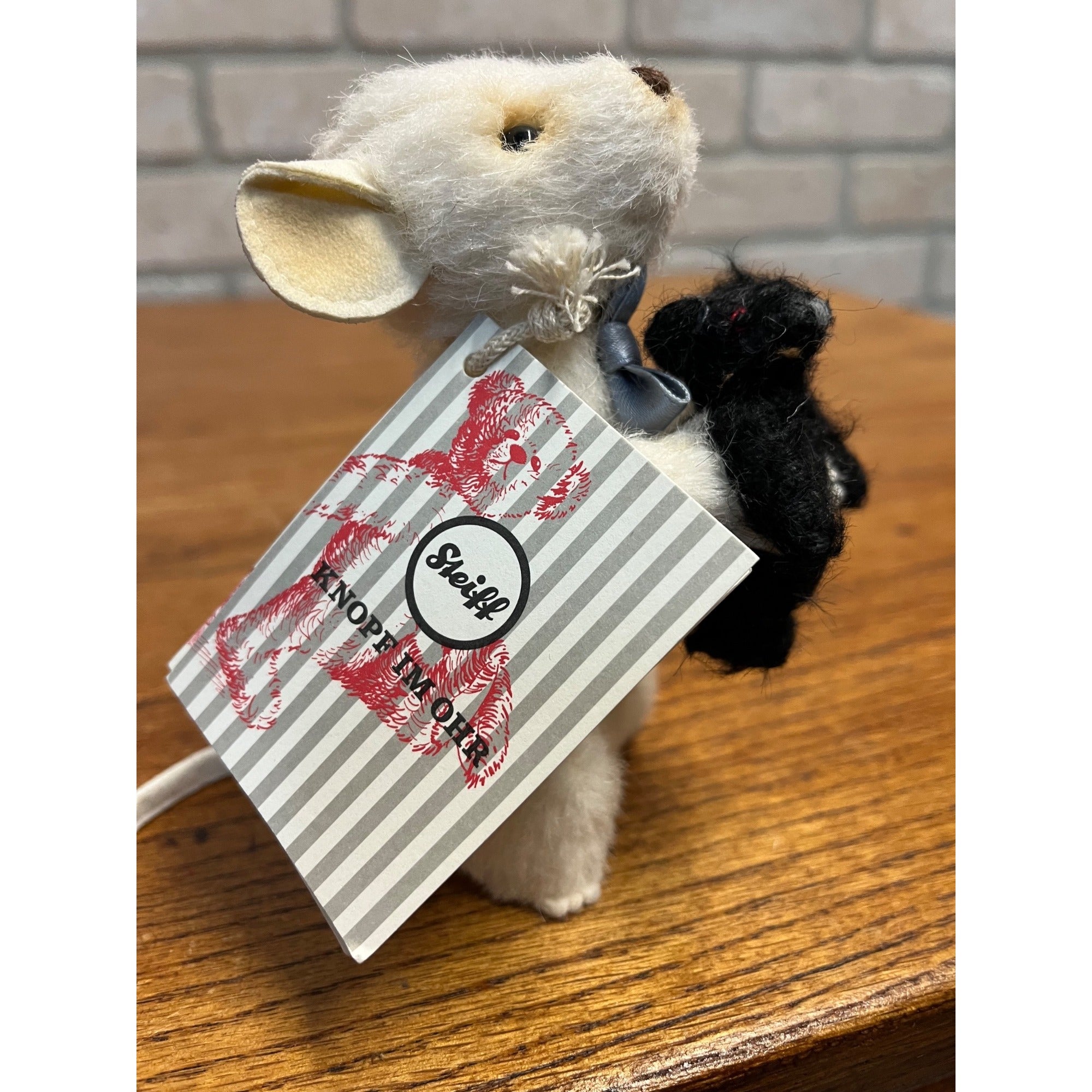 Steiff Peky Mouse w/ Teddy Bear 540/1500, #006852  Doll Figure + Ear Tag, Ribbon