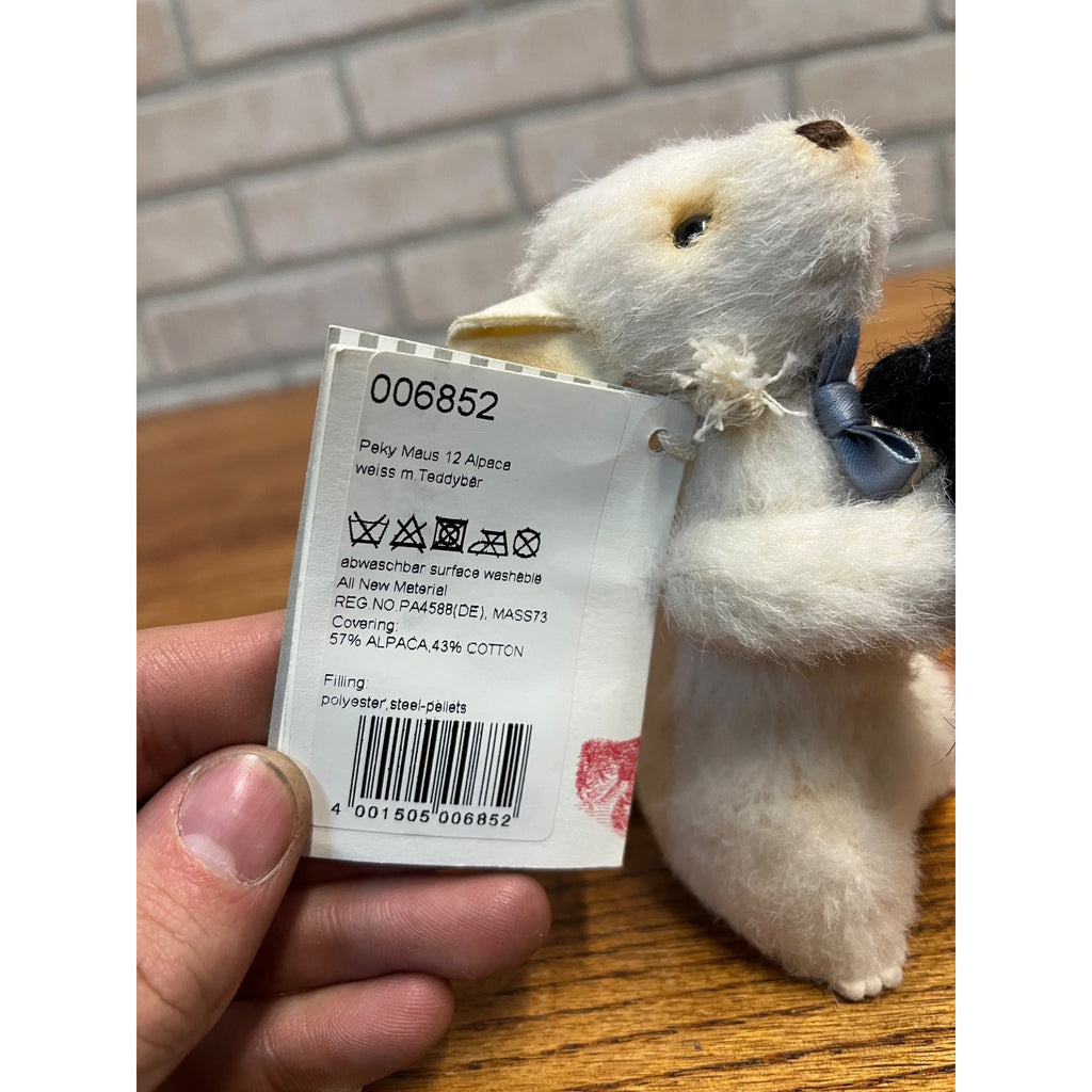 Steiff Peky Mouse w/ Teddy Bear 540/1500, #006852  Doll Figure + Ear Tag, Ribbon