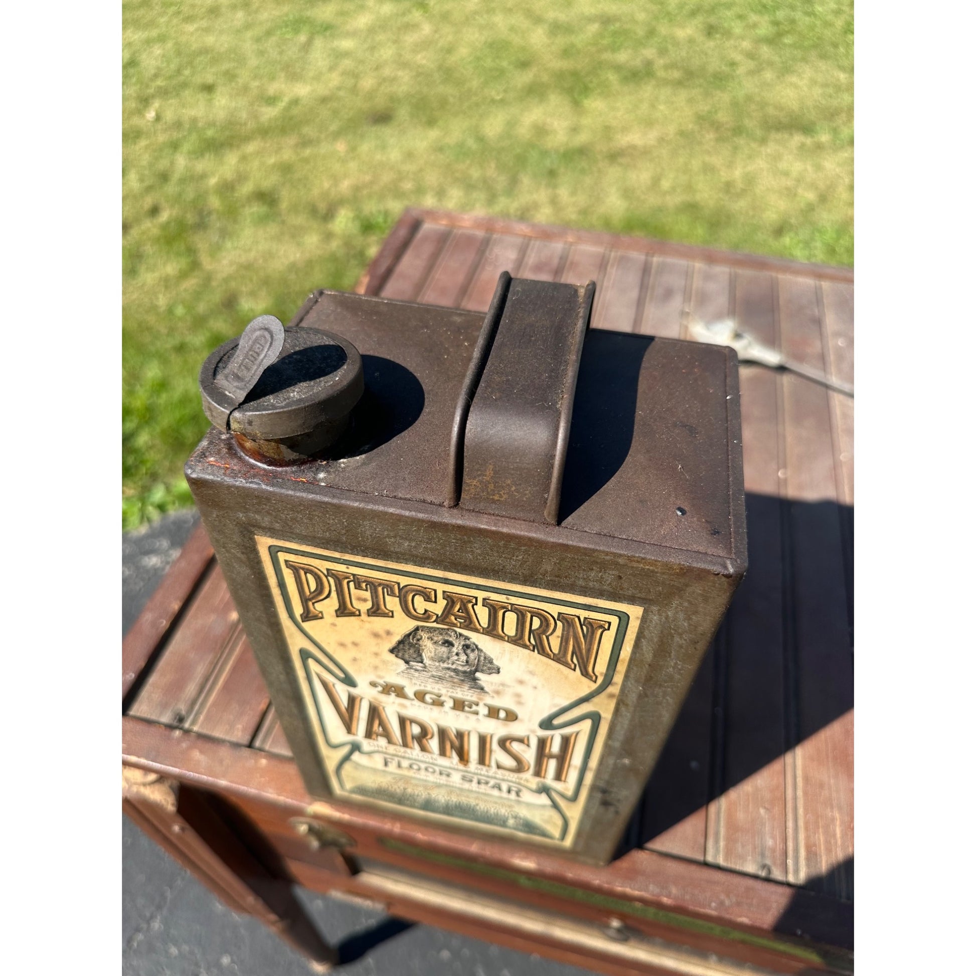 RARE Vintage Pitcairn Varnish Can Egyptian Sphinx Milwaukee Pittsburgh Plate