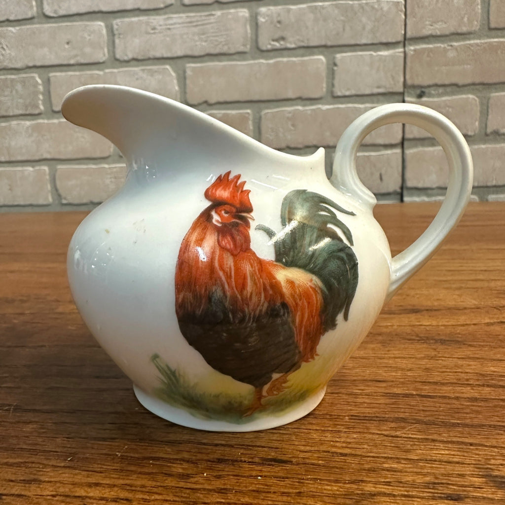 Antique C.T. Altwasser Germany Hen & Rooster Scenic Barnyard Creamer