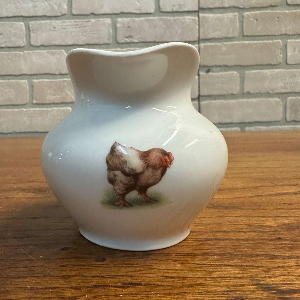Antique C.T. Altwasser Germany Hen & Rooster Scenic Barnyard Creamer
