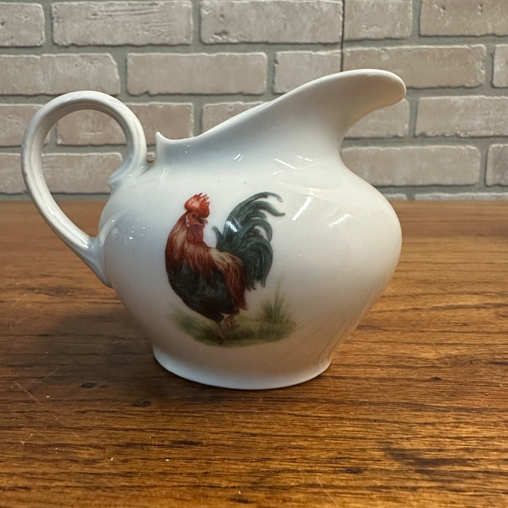 Antique C.T. Altwasser Germany Hen & Rooster Scenic Barnyard Creamer