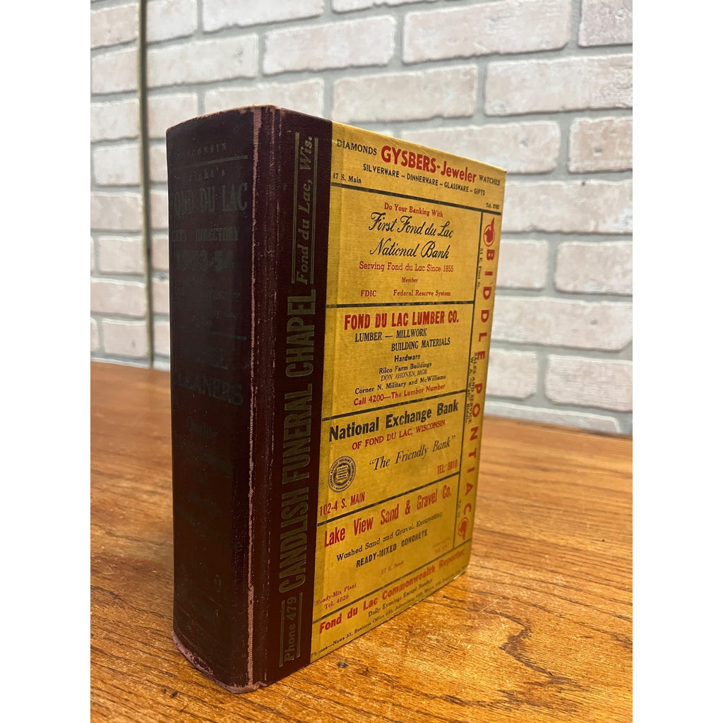 Vintage 1953-54 Fond du Lac Wisconsin Buisness Directory Hardcover Book Ads Wis WI