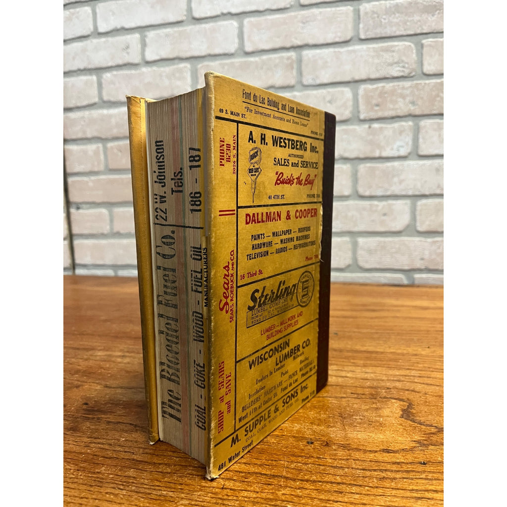 Vintage 1953-54 Fond du Lac Wisconsin Buisness Directory Hardcover Book Ads Wis WI
