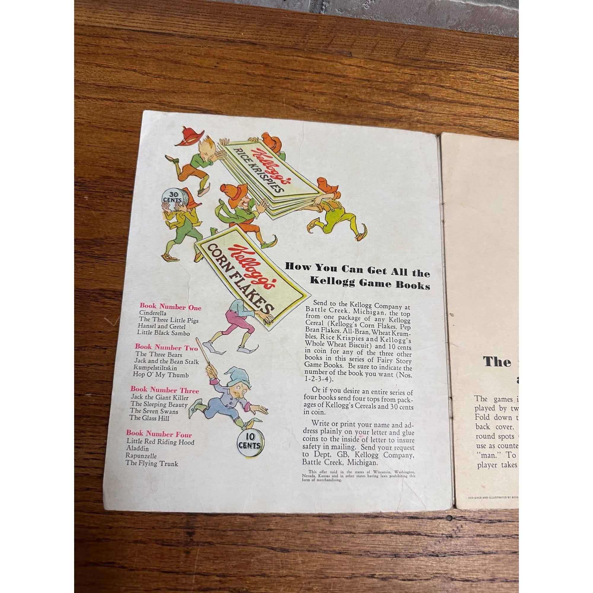 Vintage 1931 Kellogg's Story Book of Games Advertising Premium Black Sambo