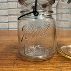 Pair Ideal Ball Fruit Canning Jars Clear Bail Handle Glass Lid 1908 Quart & Pint