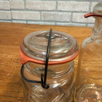 Pair Ideal Ball Fruit Canning Jars Clear Bail Handle Glass Lid 1908 Quart & Pint