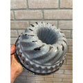 Antique Primitive Grey and White Speckled Enamel Graniteware Bundt Cake Pan/Farmhouse Decor