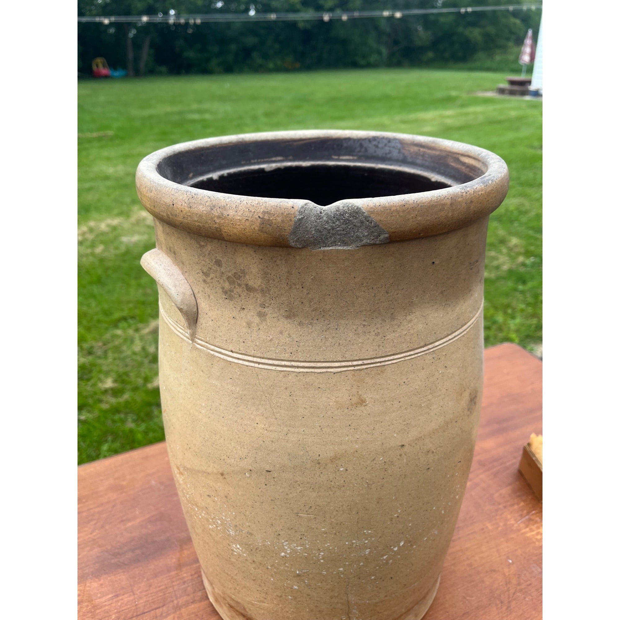 Antique 5 Gallon Stoneware Buuter Churn Crock Ohio Pottery Salt Glazed