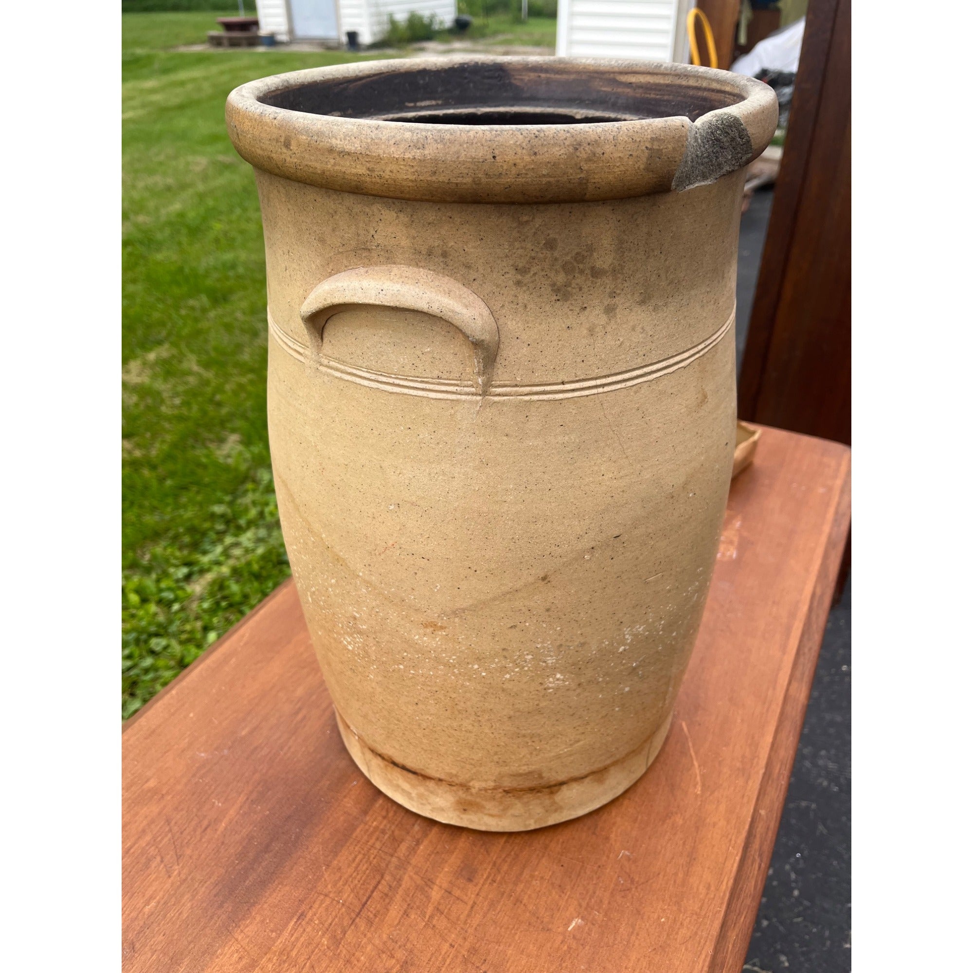 Antique 5 Gallon Stoneware Buuter Churn Crock Ohio Pottery Salt Glazed