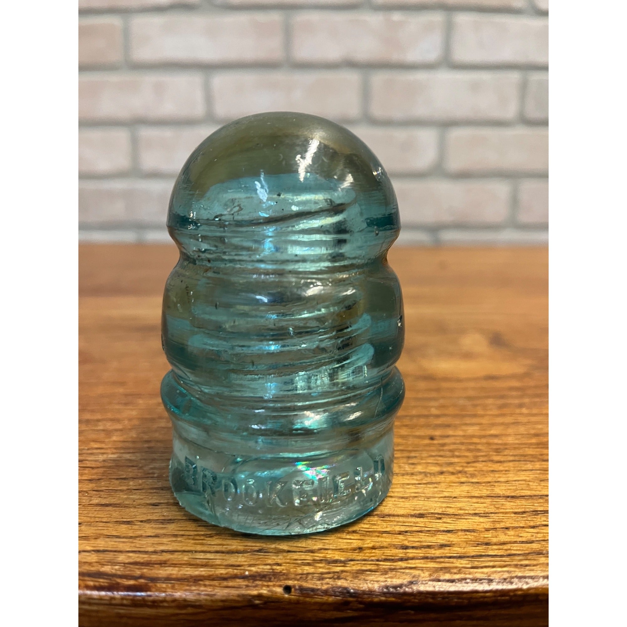 Antique Vintage Brookfield "Keg" Aqua Blue Glass Insulator 3.5" New York Telegraph Electrical