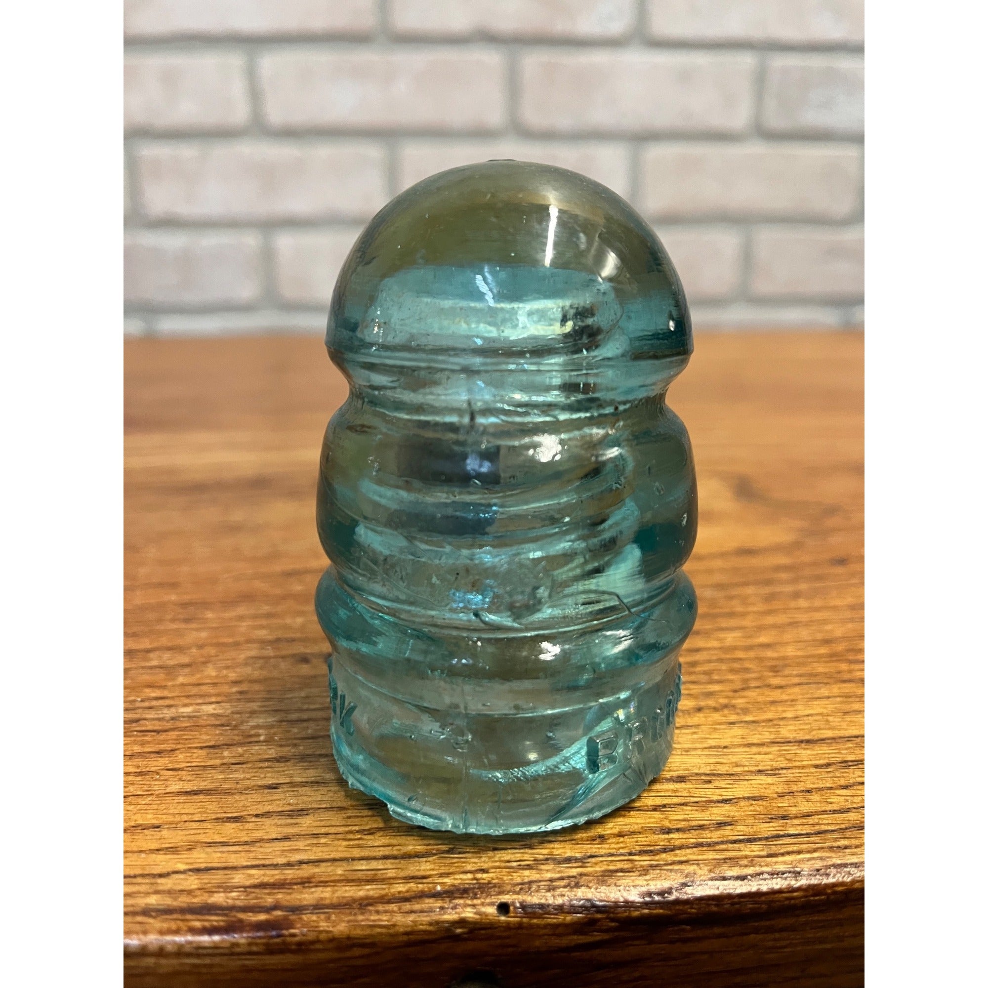 Antique Vintage Brookfield "Keg" Aqua Blue Glass Insulator 3.5" New York Telegraph Electrical