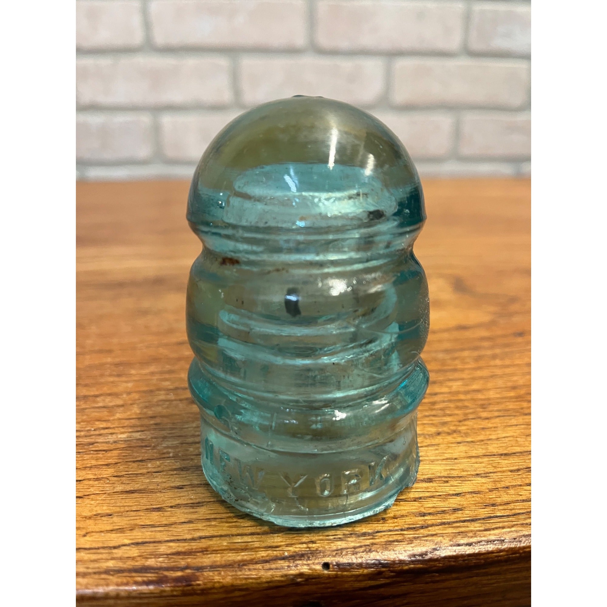 Antique Vintage Brookfield "Keg" Aqua Blue Glass Insulator 3.5" New York Telegraph Electrical