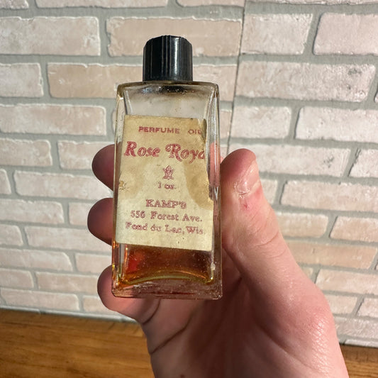 Vintage "Rose Royce" Rolls Rose Royal Kamp's Fond du Lac Wis Perfume Oil Bottle