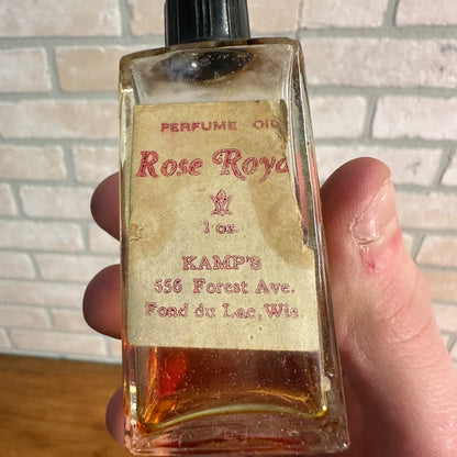 Vintage "Rose Royce" Rolls Rose Royal Kamp's Fond du Lac Wis Perfume Oil Bottle