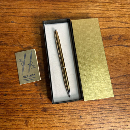 Bradley Gold Tone Pen with Case Canal Station USA Ballpoint Pen