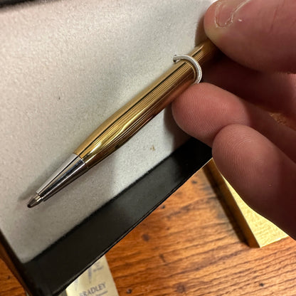 Bradley Gold Tone Pen with Case Canal Station USA Ballpoint Pen