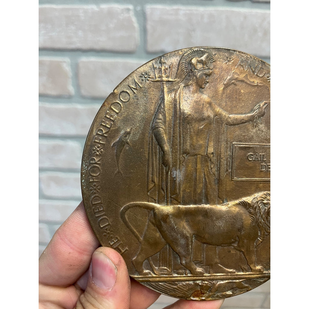 WW1 Memorial Death Penny Named Lance Corporal Gail Layton Dennis WWI World War