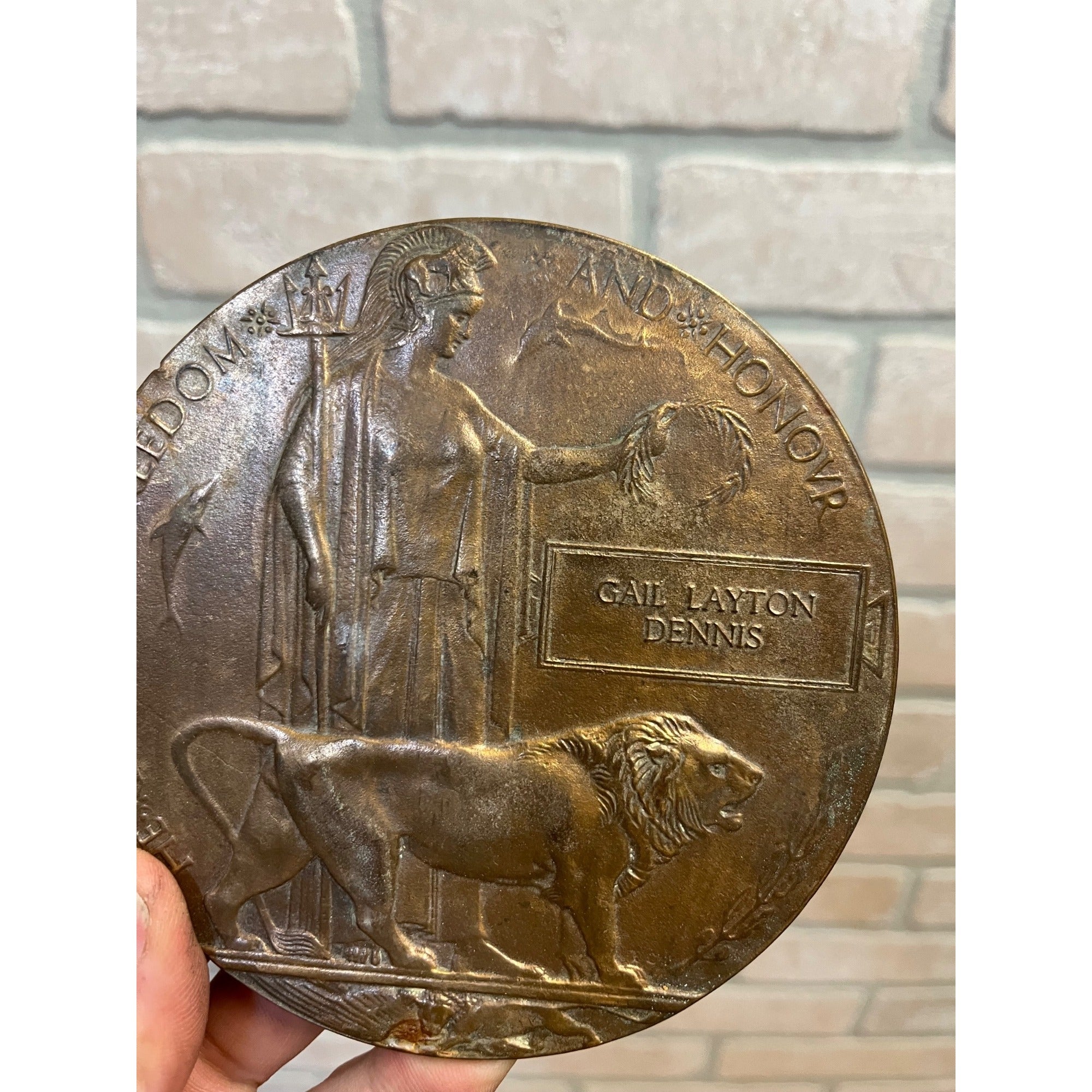 WW1 Memorial Death Penny Named Lance Corporal Gail Layton Dennis WWI W ...