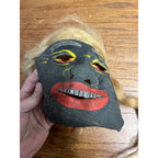 Vintage 1940s Halloween Child's Costume Mask w/ Hair - Cheesecloth Gauze