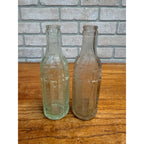 Pair Vintage Bottle Aqua Fauerbach Madison Wisconsin 7 Oz Soda Beer Aqua & Clear