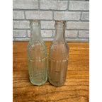Pair Vintage Bottle Aqua Fauerbach Madison Wisconsin 7 Oz Soda Beer Aqua & Clear
