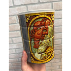 Vintage 3lb Folgers Coffee Tin Primitive Colonial Style Chicken Fruit Vegetables