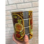 Vintage 3lb Folgers Coffee Tin Primitive Colonial Style Chicken Fruit Vegetables