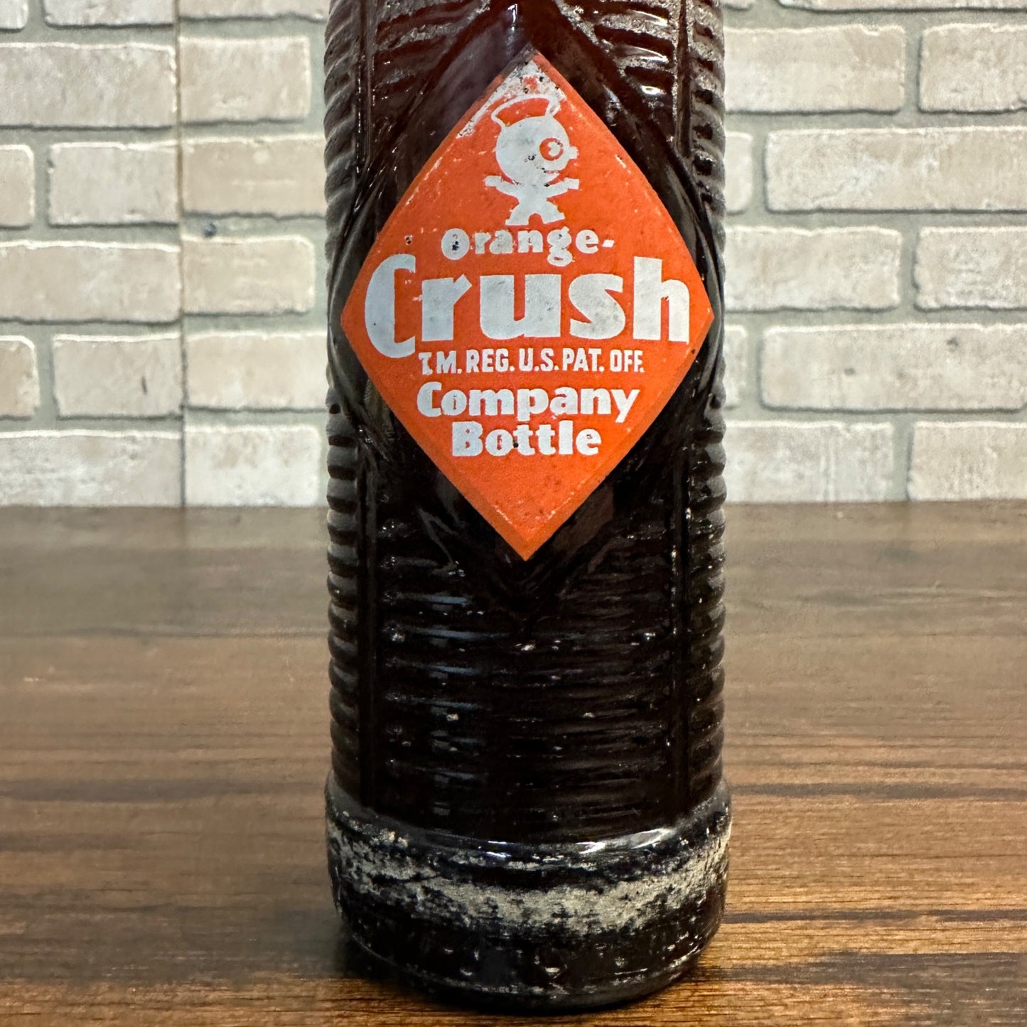 Marquette, MI, Orange Crush Amber Pyro Bottle 1955 Marquette Bottling Works