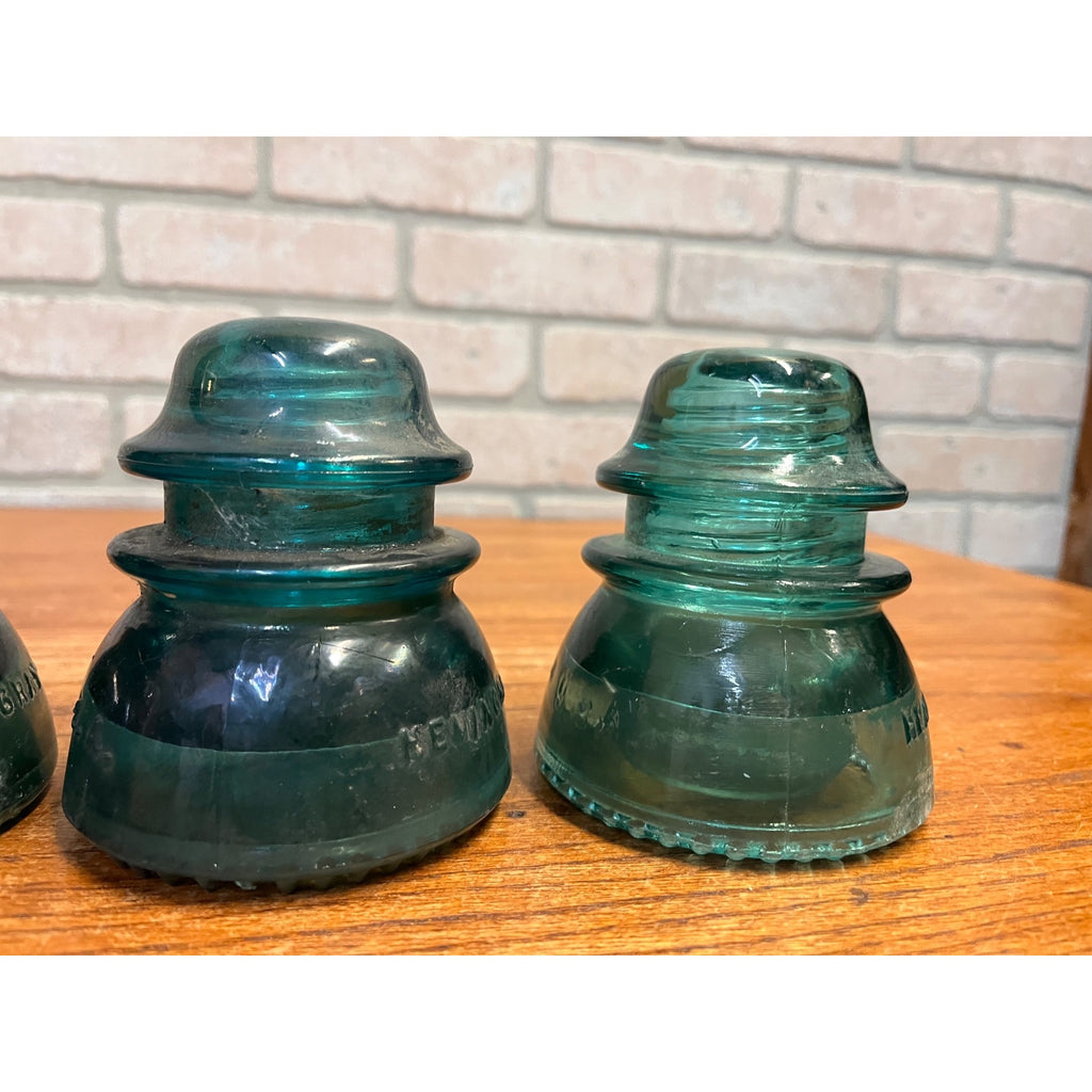 Vintage Aqua Teal Blue Hemingray No. 42 Glass Insulator Set of 4