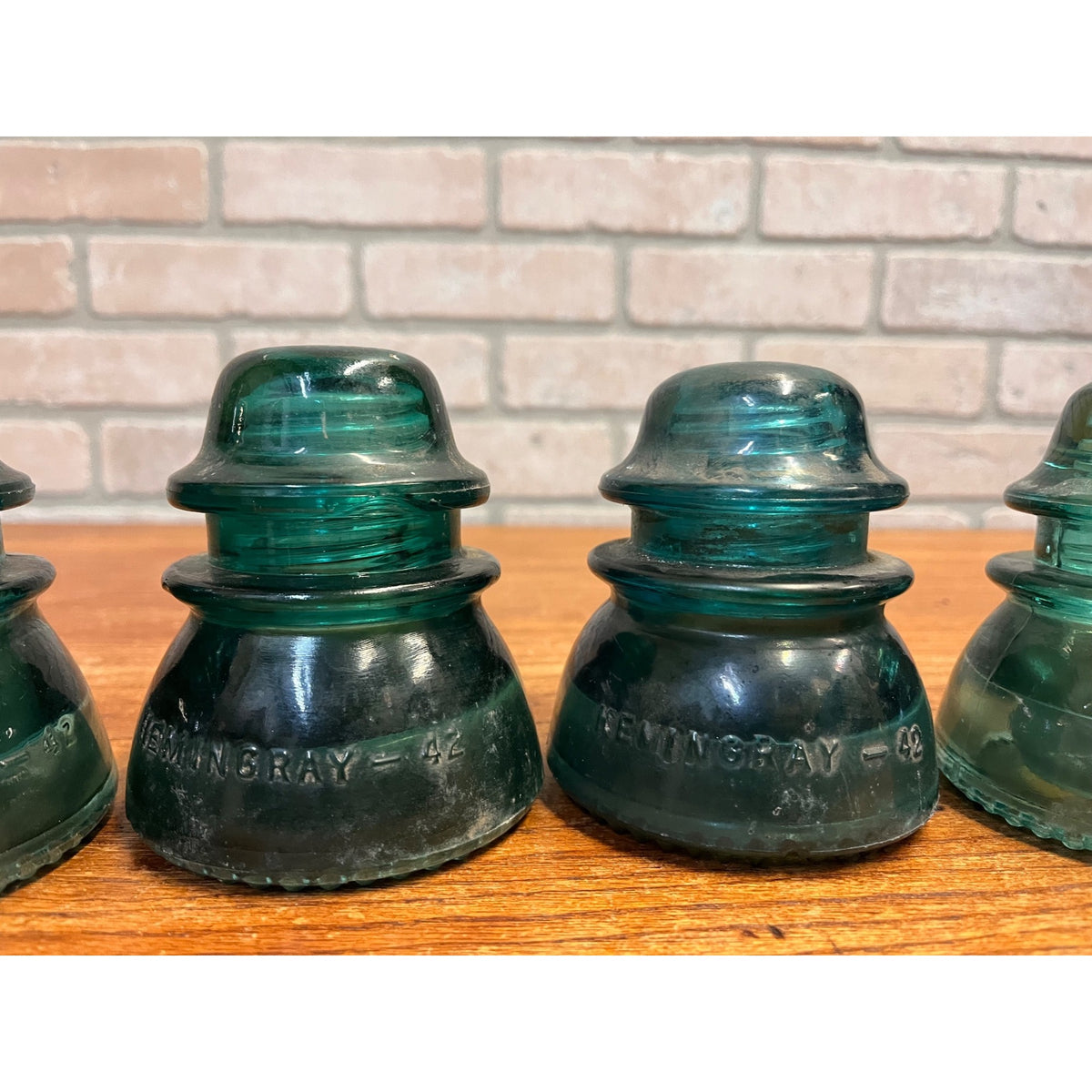 Vintage Aqua Teal Blue Hemingray No. 42 Glass Insulator Set of 4