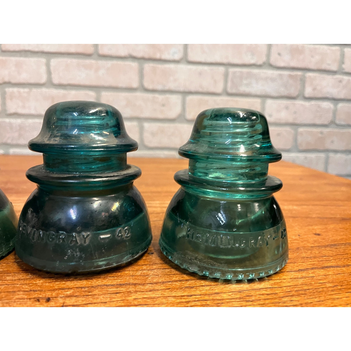 Vintage Aqua Teal Blue Hemingray No. 42 Glass Insulator Set of 4