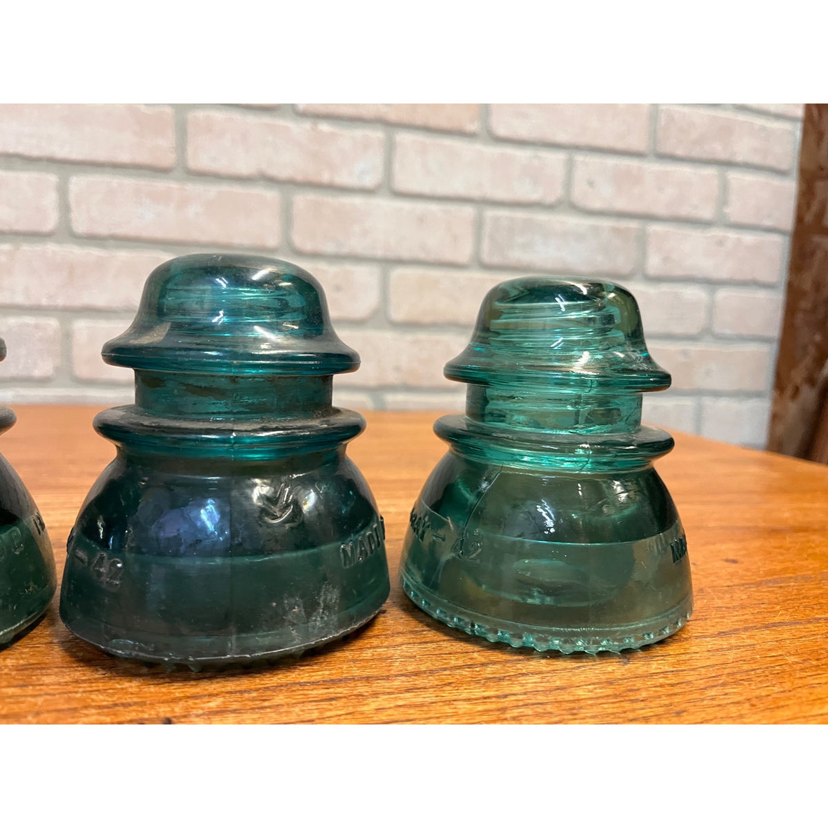 Vintage Aqua Teal Blue Hemingray No. 42 Glass Insulator Set of 4