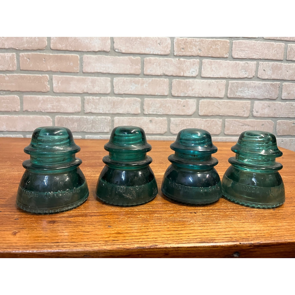 Vintage Aqua Teal Blue Hemingray No. 42 Glass Insulator Set of 4