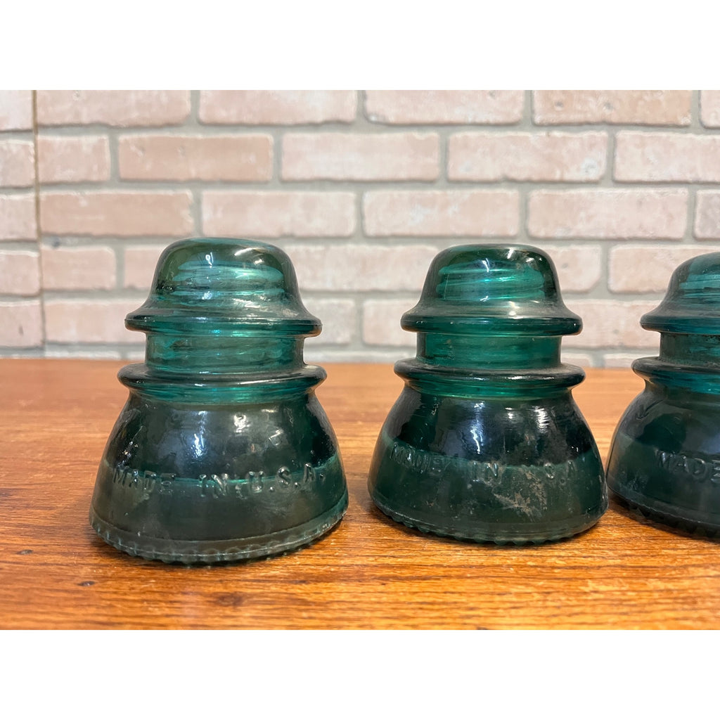 Vintage Aqua Teal Blue Hemingray No. 42 Glass Insulator Set of 4