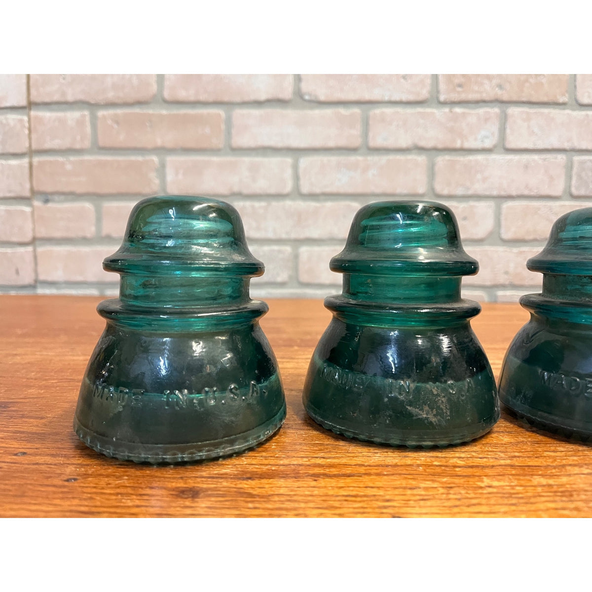 Vintage Aqua Teal Blue Hemingray No. 42 Glass Insulator Set of 4