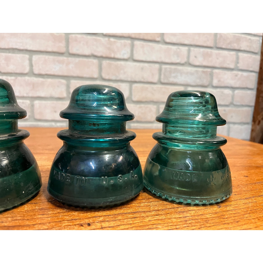 Vintage Aqua Teal Blue Hemingray No. 42 Glass Insulator Set of 4