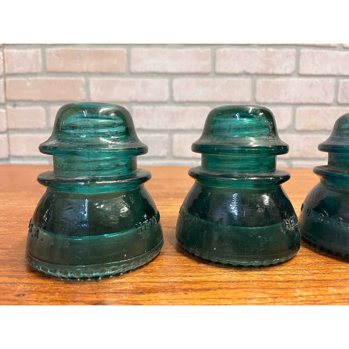Vintage Aqua Teal Blue Hemingray No. 42 Glass Insulator Set of 4