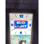 Vintage Bud Light Beer Clydesdale Horse Lighted Clock Sign 1986 Budweiser