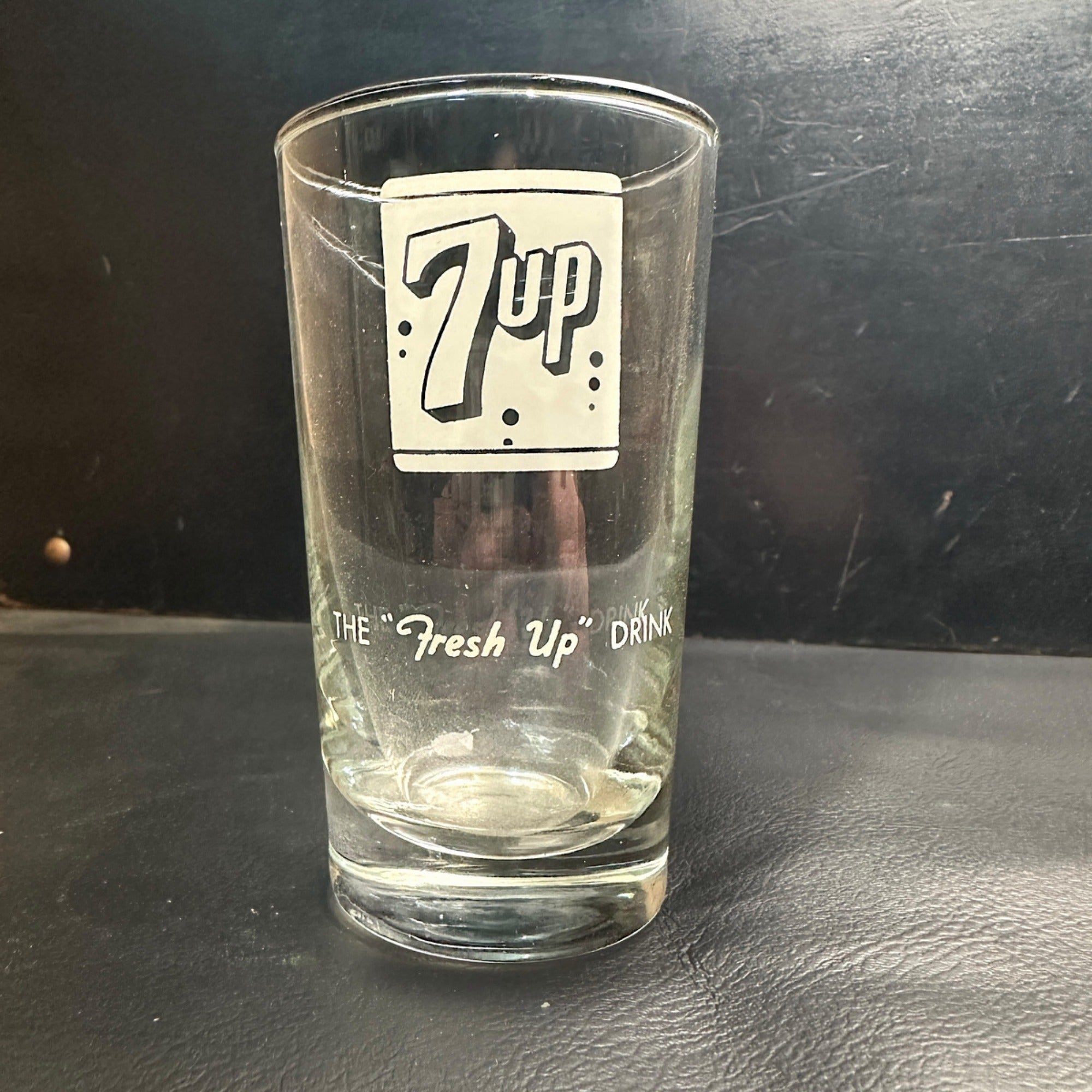 Vintage 7up  Soda Fountain Glass The 'Fresh Up" Drink Seven Up