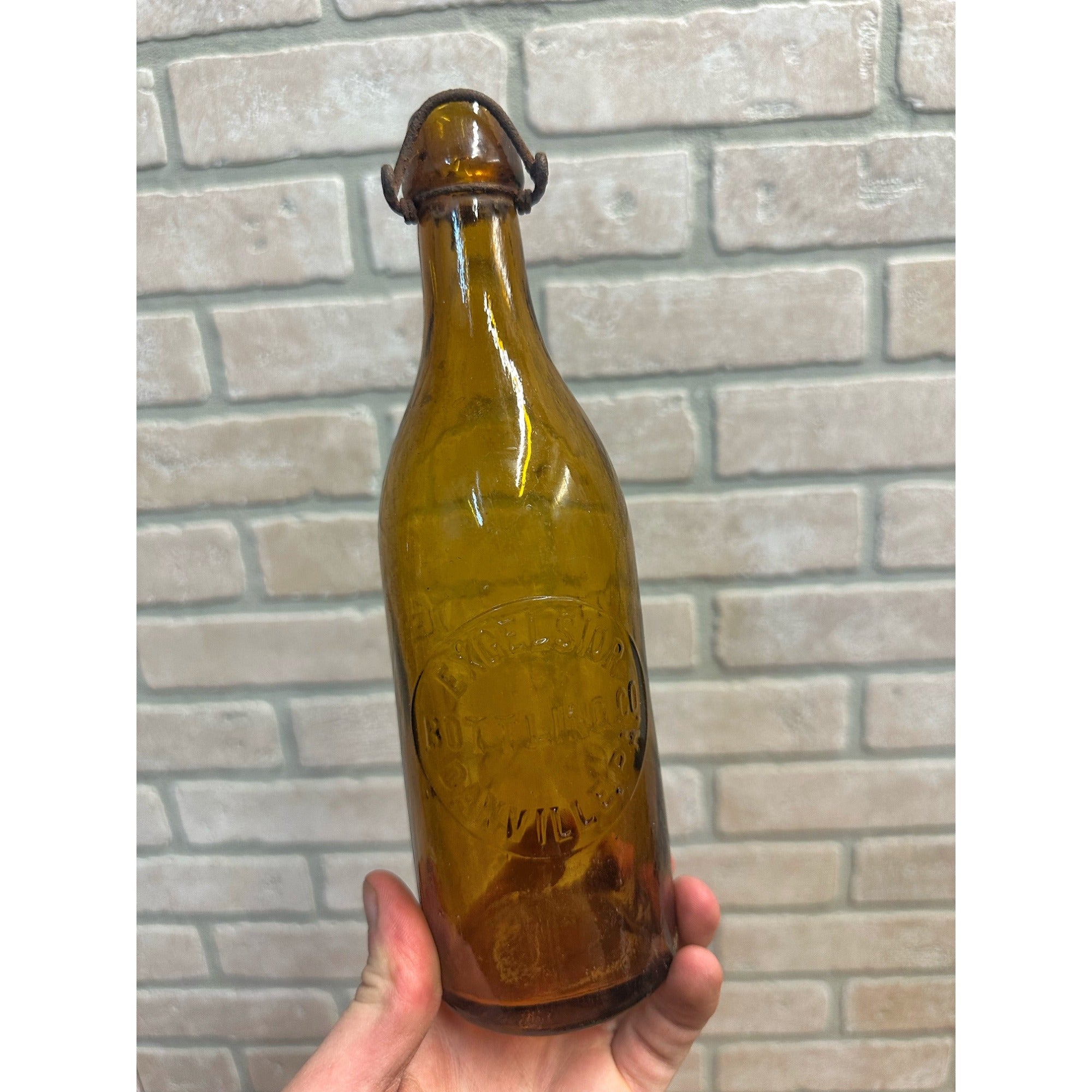 Pre-Pro 1890s Excelsior Bottling Danville Yellow Amber Beer Bottle Embossed PA