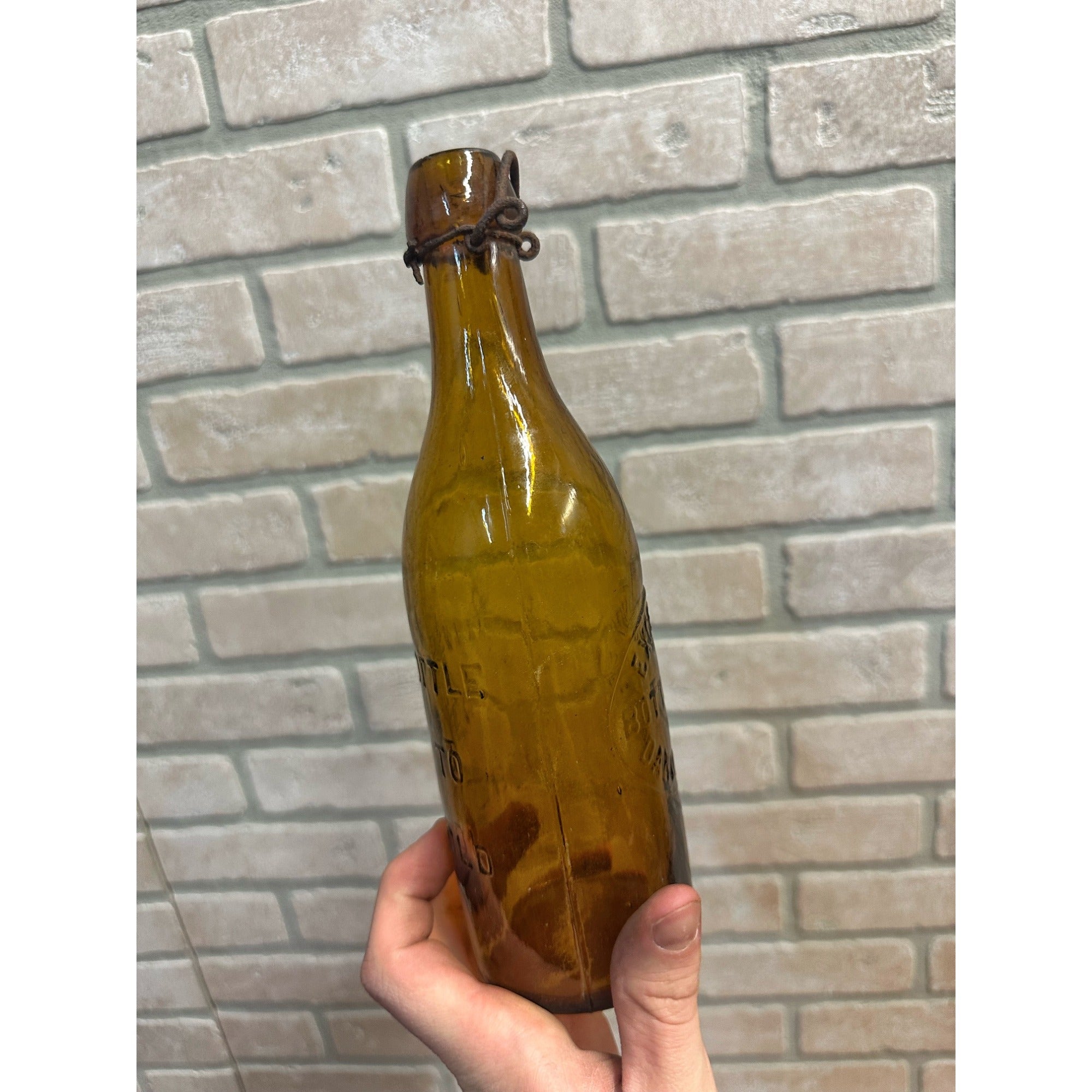 Pre-Pro 1890s Excelsior Bottling Danville Yellow Amber Beer Bottle Embossed PA