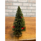 Vintage 1950s Christmas Bottle Brush Tree - Japan - 6" Tall w/ Red Berries Putz