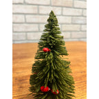 Vintage 1950s Christmas Bottle Brush Tree - Japan - 6" Tall w/ Red Berries Putz