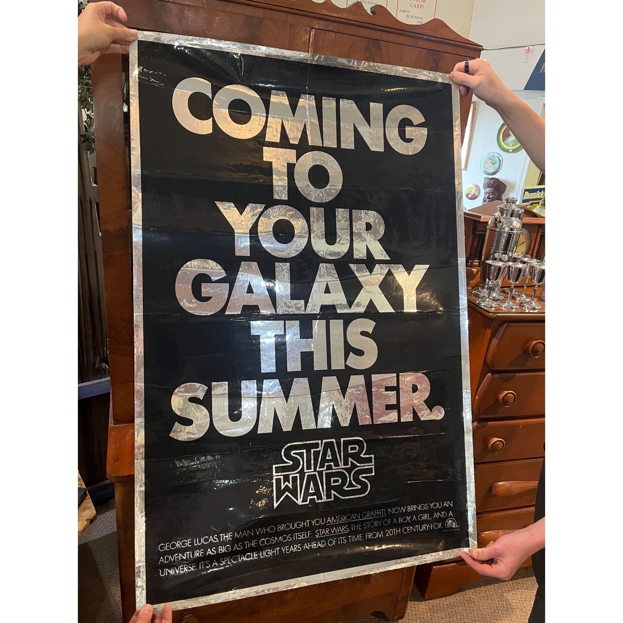 Original 1977 Star Wars Advance Teaser Movie Poster Coming To Your Galaxy Summer