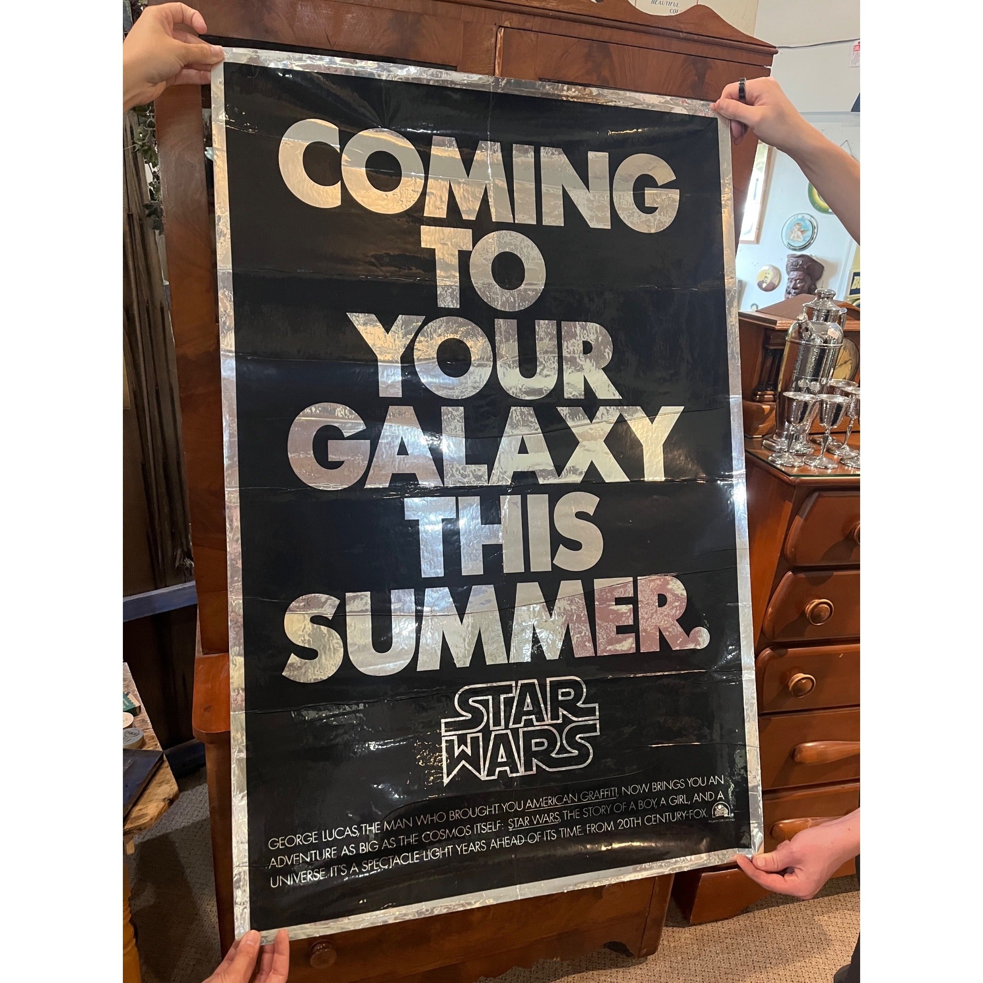 Original 1977 Star Wars Advance Teaser Movie Poster Coming To Your Galaxy Summer